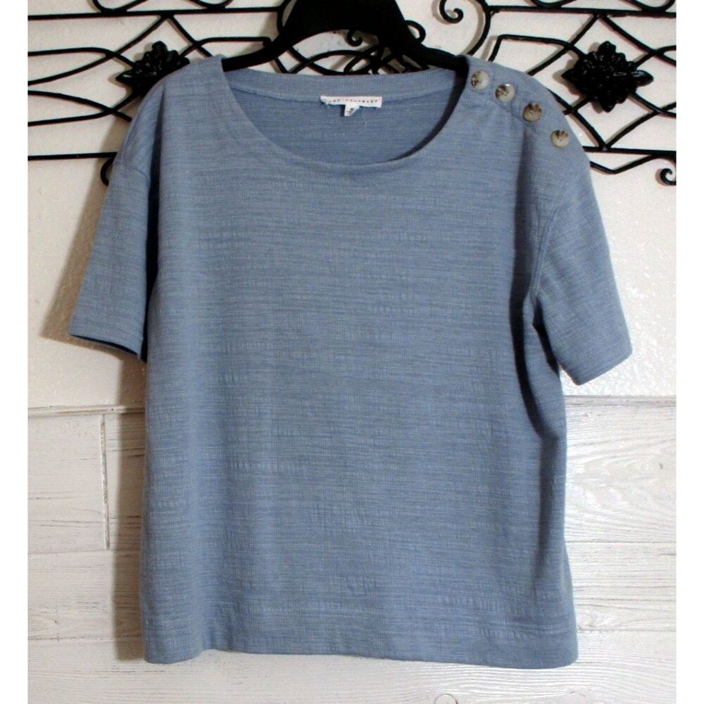 Jane & Delancey Women's Top Size M Short Sleeve Blue Round Neck